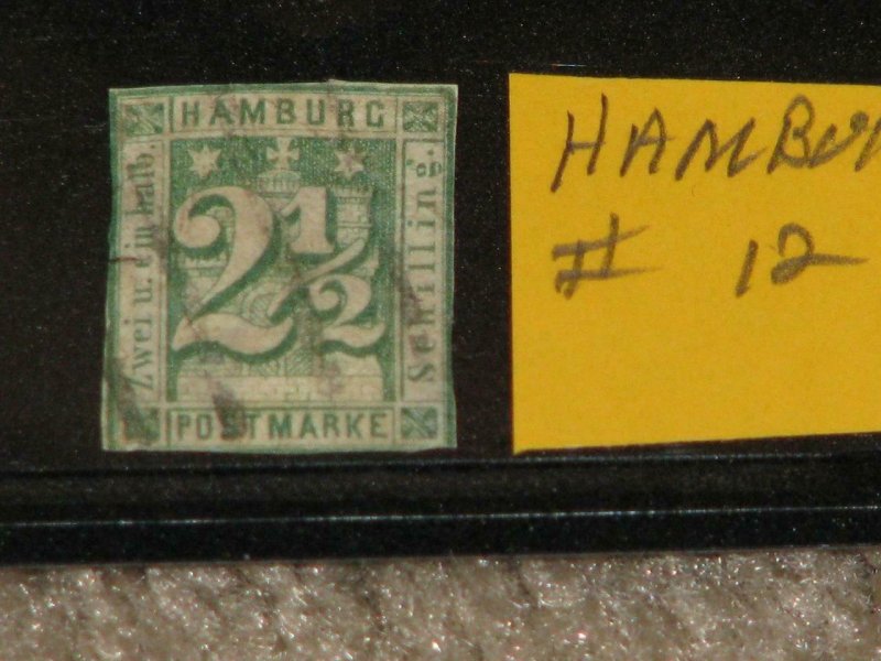 GERMANY-HAMBURG, SCOTT# 12 USED