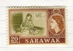 SARAWAK; 1953 early QEII pictorial issue Mint hinged 20c. value