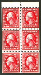 U.S. #332 MINT BOOKLET PANE OF 6 OG HR