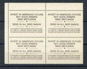 UNITED STATES SCOTT#RW61 UPPER RIGHT  PLATE BLOCK  OF FOUR  MINT NH