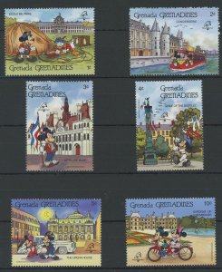 Grenada Disney Stamps Historical Places France Serie Set of 6 Stamps Mint NH 