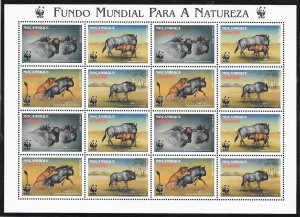 MOZAMBIQUE SC 1377 NH MINISHEET of 2000 - WWF - ANIMALS