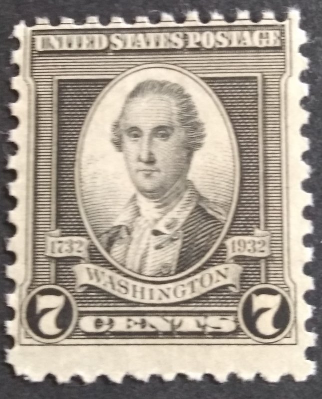 U.S.#712 Washington Bicentennial 7c Single, MNH. 'VG'