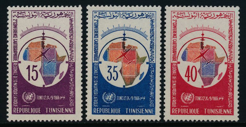 Tunisia 464-6 MNH Map, UN Regional Cartographic Conference