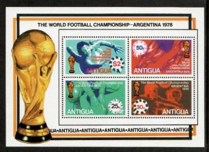 Antigua 1978 - World Football Soccer - Souvenir Stamp Sheet - Scott #518 - MNH