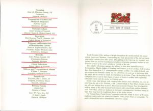 US #2166 22c Christmas Issue FDC Ceremony Program CV $10.00