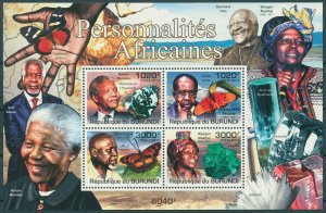 Burundi 2011 MNH Famous People Stamps Nelson Mandela Wangari Maathai 4v M/S