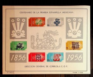 MEXICO Sc 896a+C234a NH 2 SOUVENIR SHEETS OF 1956 - CENTENARY OF FIRST STAMPS