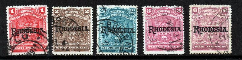 RHODESIA 1909-12 Defintive Part Set  SG 101c to SG 106  VFU