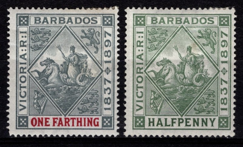Barbados 1897-98 Victoria Diamond Jubilee, ¼d  & ½d [Unused]