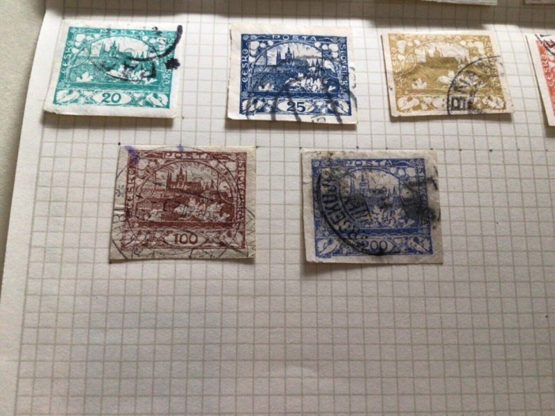 Czechoslovakia stamps on folded page  A11781