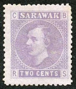 Sarawak SG3 2c Mauve on Lilac (no gum as normal)