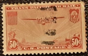 US Scott # C22; used 50c China Clipper from 1937; F/VF centering; off paper