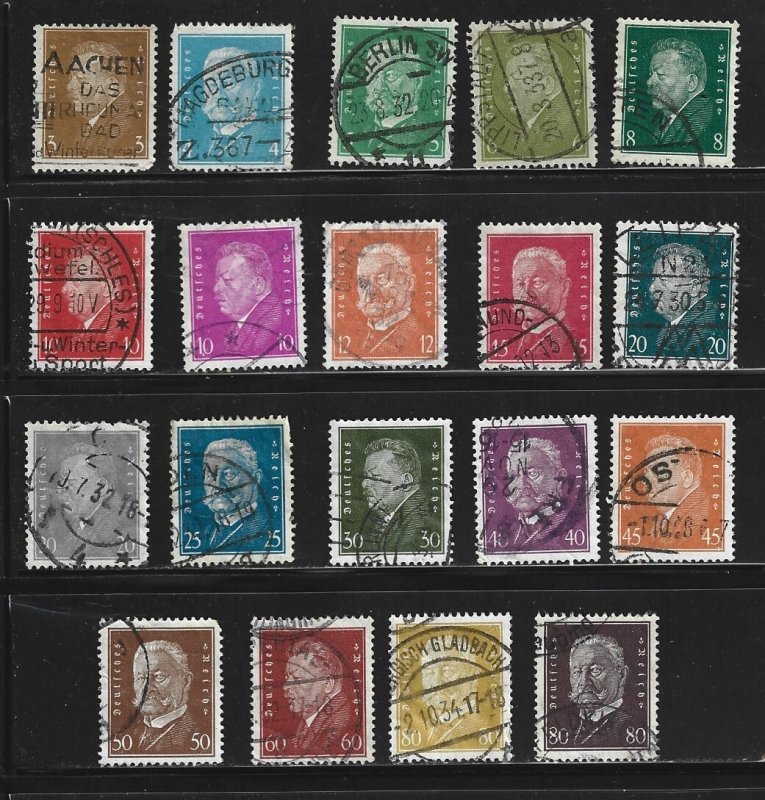 Germany Sc# 366-384 Presidents Ebert and Hindenburg Complete Set Used L4