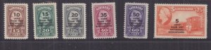 SURINAME, 1945 National Welfare Fund overprint set of 6, lhm.