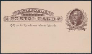 #UX8c 1¢ DARK CHOCOLATE, BUFF POSTAL CARD HV8801