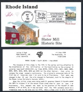 Pugh Designed/Painted Rhode Island Statehood FDC...140 of 166 created!!