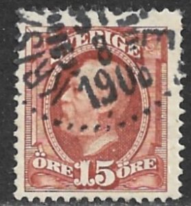 SWEDEN 1891-1904 15o King Oscar II Issue Sc 59 VFU