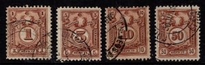 1909 Peru Scott #- J40-J43 1 Centavo - 50 Centavos Postage Due Set/4 Used