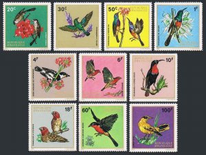 Rwanda 457-66,MNH.Michel 500-509. Birds,Flowers 1972.Waxbill,Sunbirds,Oriole,