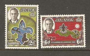 JAMAICA Sc#150-151 1st CARIBBEAN SCOUT JAMBOREE (1952) MNH