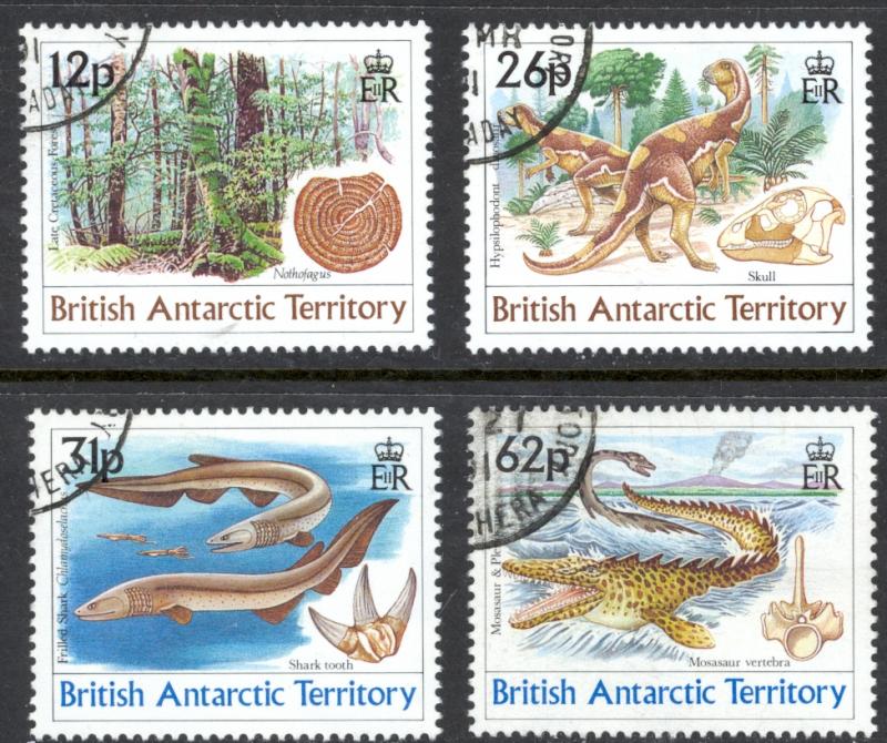 British Antarctic Territory Sc# 172-175 SG# 188/91 Used 1991 Age of Dinosaurs