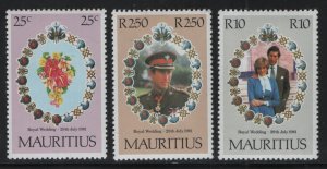 MAURITIUS, 520-522, (3)SET,  MNH, 1981, Royal wedding issue