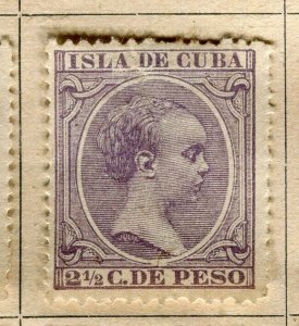 SPANISH COLONIES CARIBBEAN; 1890s classic Baby King Mint hinged 2.5c. value