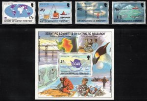 BRITISH ANTARCTIC 1996 Antarctic Research; Scott 235-39, SG 260-64; MNH