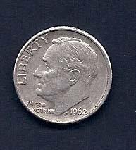 1962D Roosevelt Dime, PBS Stamps Coin Liquidation