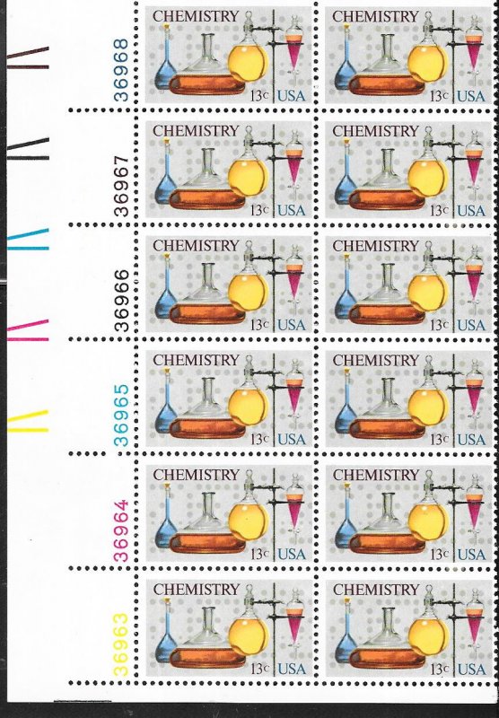 US#1685 13c Chemistry  Plate Block of 12 (MNH) CV $3.25