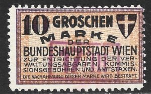 AUSTRIA 1927 10gr VIENNA ADMINSTRATION FEE REVENUE BFT.25 VFU