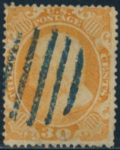 #38 F-VF USED WITH BLUE GRID CANCEL CV $455.00 BQ7627