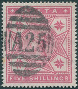 Malta 1886 5s rose SG30 used