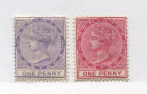 Dominica QV 1886 and 1888 1d's mint o.g. hinged