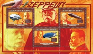 Guinea 2009 MNH - Zeppelins, Ferdinand von Zeppelin (1838-1917). Mi 6690-6692