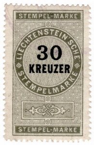 (I.B) Liechtenstein Revenue : Stempelmarke 30k