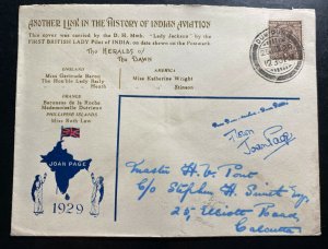 1929 Dum Dum India Souvenir First British Lady cover To Calcutta Joan Page Pilot