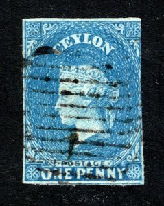 Ceylon #1, F/VF, Used, Wmk. 6, CV $240.00 ....  1290001