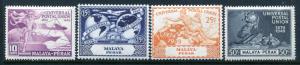 Malaya Perak 101-104, MNH, UPU-75 1949 Plane Ship Hemisphere Globe. 