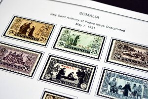 COLOR PRINTED ITALIAN SOMALIA 1903-1960 STAMP ALBUM PAGES (45 illustrated pages)