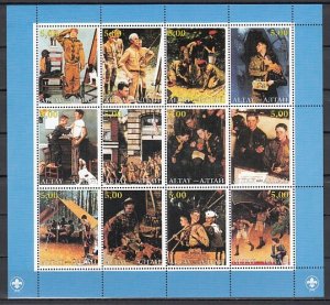 Altaj, Russian Local, 2000 issue. N. Rockwell`s Scout Illustrations sheet/12. ^