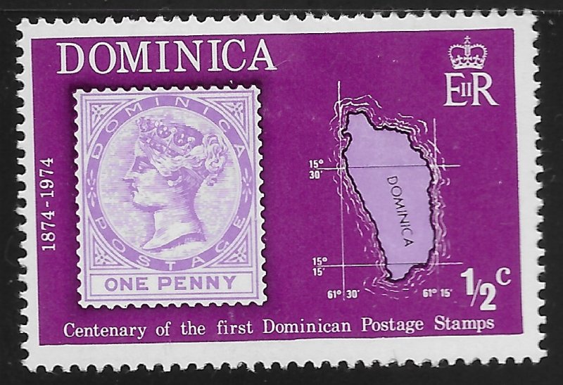 Dominica #389 1/2c Dominica #1 and Map of Island ~ MHR