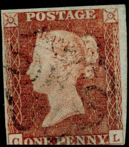 SG9, 1d pale red-brown PLATE 13, USED. Cat £170+ BLACK MX. CL 