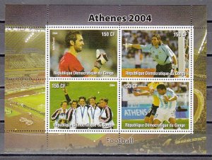 Congo Dem., 2004 issue. Athens-Soccer sheet of 4. ^