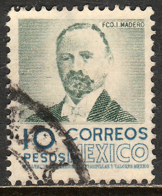 MEXICO 884, $10Pesos 1950 Definitive 2nd Printing wmk 300. USED. F-VF. (1414)