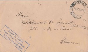 South West Africa 1915 WWI OKANJANDE Prisoner of War POW Camp Cover to Omaruru