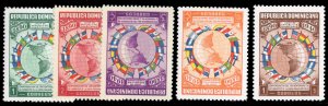 Dominican Republic #351-355 Cat$20.65++ (for hinged), 1940 Pan American Union...