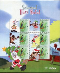 INDONESIA 2007 MERRY CHRISTMAS WARNER BROS ANIMATED CHARACTERS 4 SHEETS MINT NH