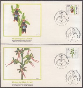 GERMANY (BERLIN) Sc # 9NB216-9 SET of 4 FDC DIFFERENT ORCHIDS